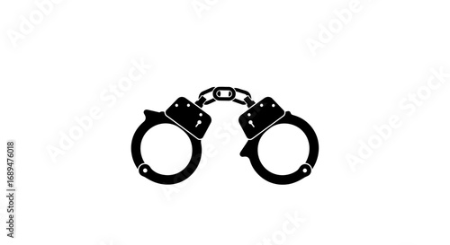 handcuffs, cuffs, chain, lock, arrest, police, security, law, crime, prisoner, detention, restraint, jail, custody, enforcement, justice, metal, control, captive, guard, silhouette, vector, icon, outl