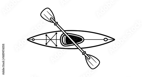 kayak, paddle, canoe, boat, water, sport, adventure, rowing, travel, outdoor, activity, recreation, river, lake, sea, ocean, vessel, equipment, ride, floating, silhouette, vector, icon, outline, clipa