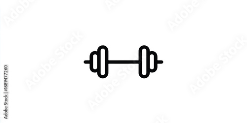 Minimalist Barbell Icon for Fitness Training and Weightlifting Concepts Design on Clean White Background