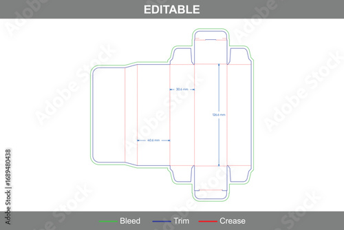 Serum packaging tuck end box dieline design with secure lock insert, custom packaging structure and professional carton folding template with precise die line.