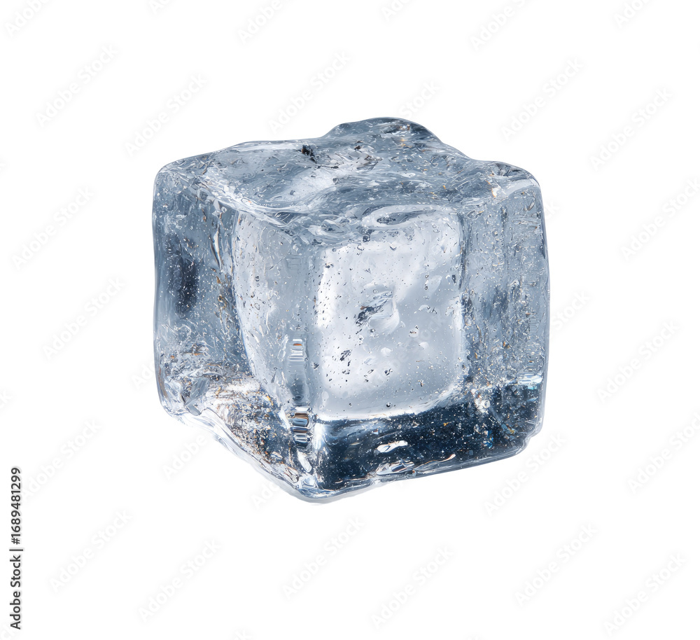 Obraz premium Single ice cube, clear and square