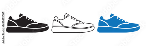 Shoes icon and outline icon color. Vector eps 10
