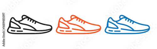 Shoes icon and outline icon color. Vector eps 10