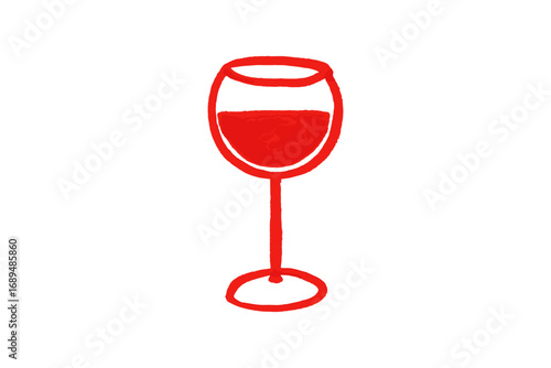 Hand-Drawn Red Wine Glass Sketch  Minimalist Illustration