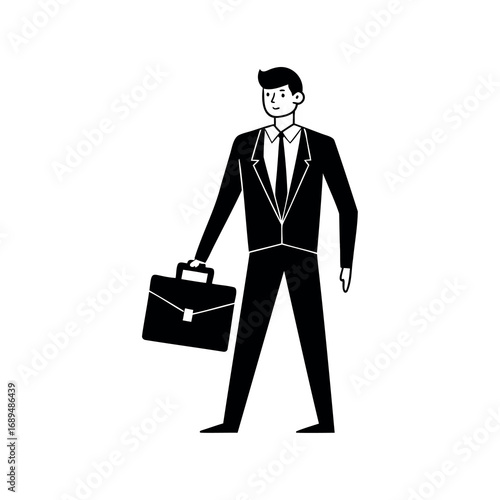 Illustration of a stylish businessman with a briefcase and professional attire
