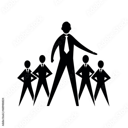 Conceptual depiction of strong leadership supported by a capable and confident team