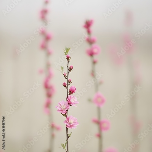 Delicate Pink Peach Blossoms Spring Flowers Branch