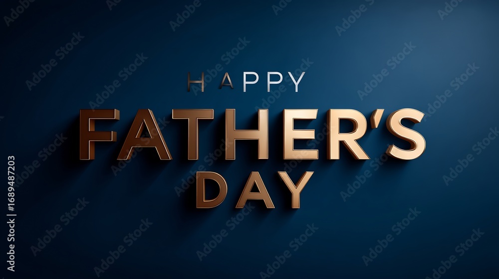 Obraz premium Golden Themed Celebration of Fatherhood with Elegant Typography on a Textured Dark Blue Backdrop for Invitations