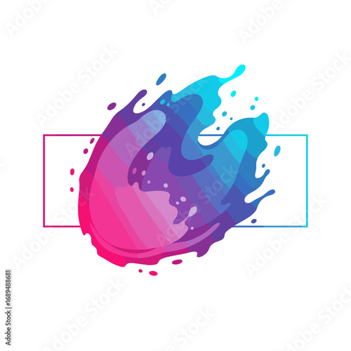 Vibrant abstract splash of liquid colors forming a dynamic swirl within a rectangular frame