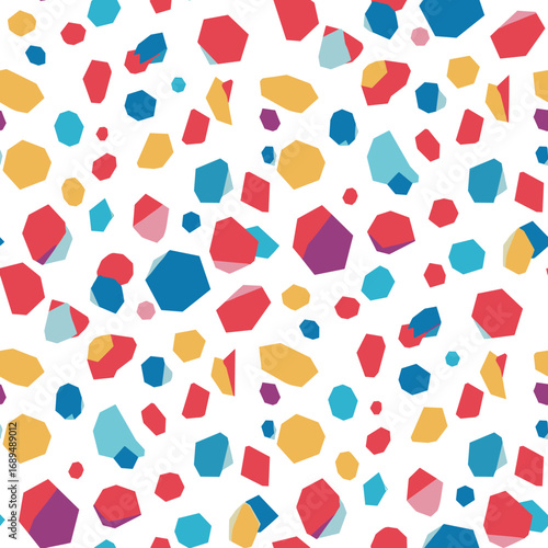 Abstract colorful geometric shapes seamless pattern design with white background