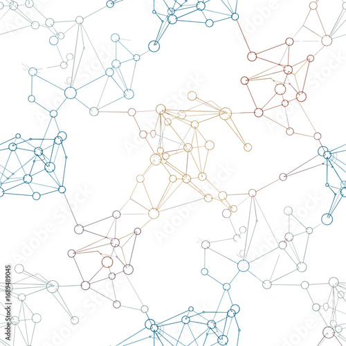 Abstract geometric network structure with interconnected nodes and lines showing data flow and communication