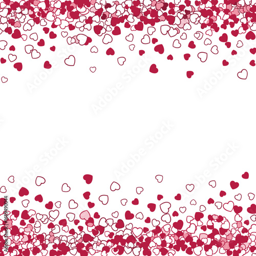 Falling red and pink hearts confetti shower background for romantic celebrations and valentines day events