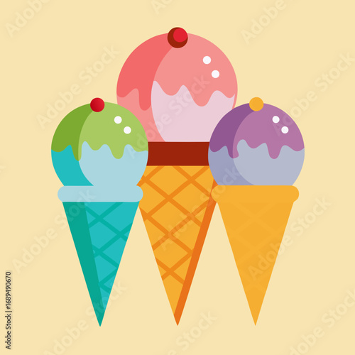 Three Ice Cream Cones
