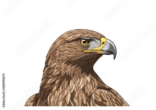 Majestic golden eagle with a minimalist background for illustration concept