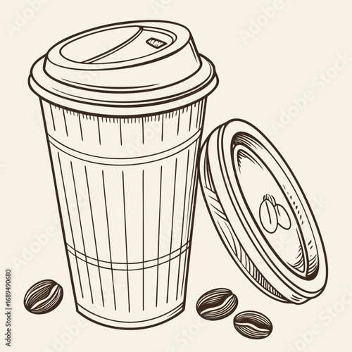 Realistic takeaway coffee cup mockup with customizable design elements perfect for branding and advertising food and beverage businesses