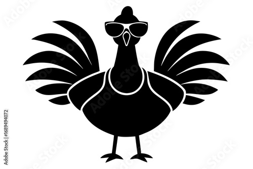 Stylish Turkey with Sunglasses Icon – Symbol of Cool, Fun, and Festive Thanksgiving