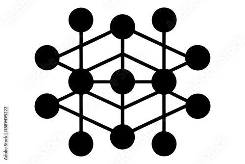 Interconnected Node Network Diagram: Data Connection & AI Intelligence Symbol