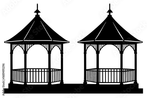 Pair of Gazebos Icon – Symbol of Garden, Relaxation, and Outdoor Space