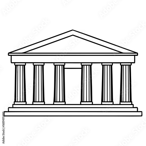Ancient greek temple with columns and pediment design