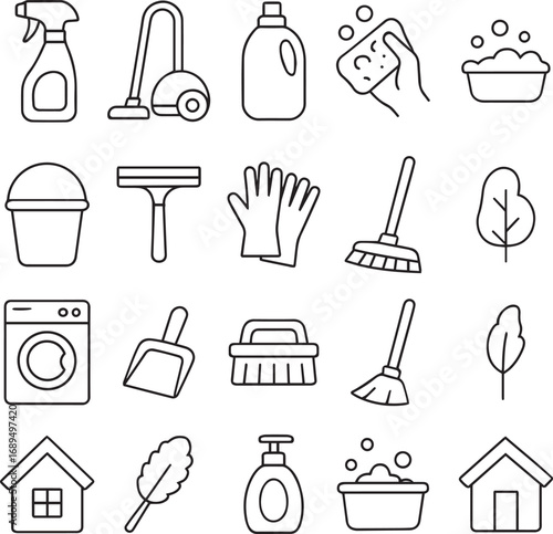 set of house cleaning icons 