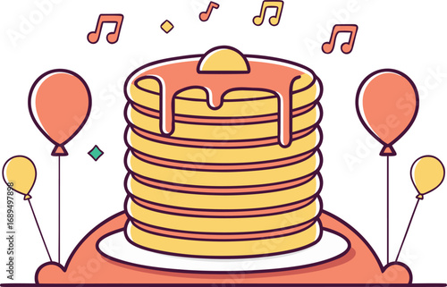 International Pancake Day Celebration. Delicious Pancake Day Illustration. Pancake Day Food Art Design. Global Pancake Day Creative Artwork. Tasty Pancake Day Flat Illustration. Sweet Pancake Day