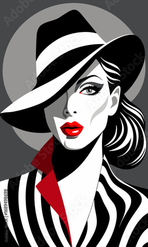 styled portrait of a woman in stylized black and white