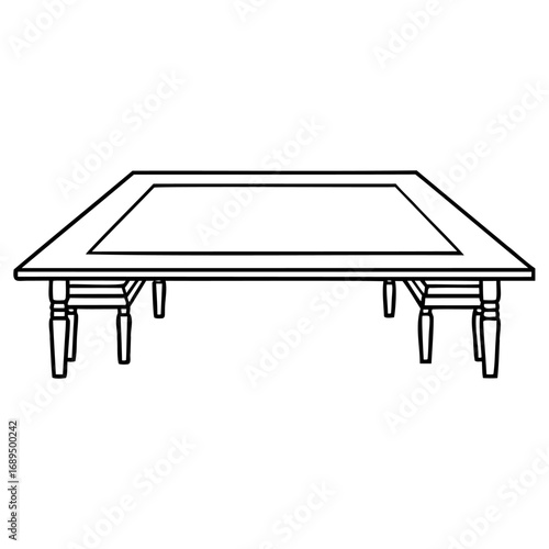 Minimalist line drawing of a rectangular table with four legs