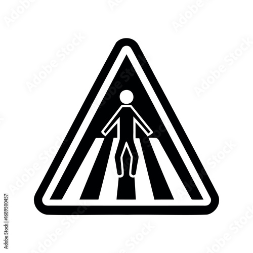 A bold black and white image of a pedestrian crossing sign