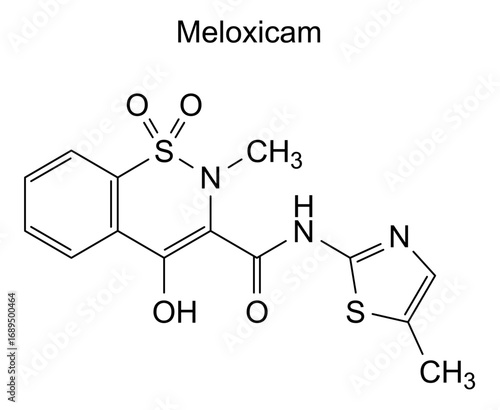 Chemical structure of meloxicam, drug substance