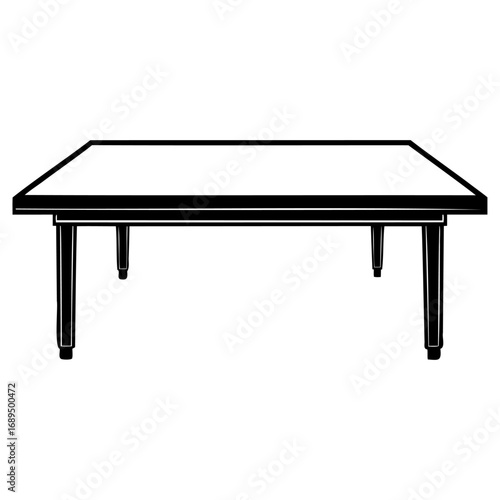 Minimalist black rectangular table with four legs