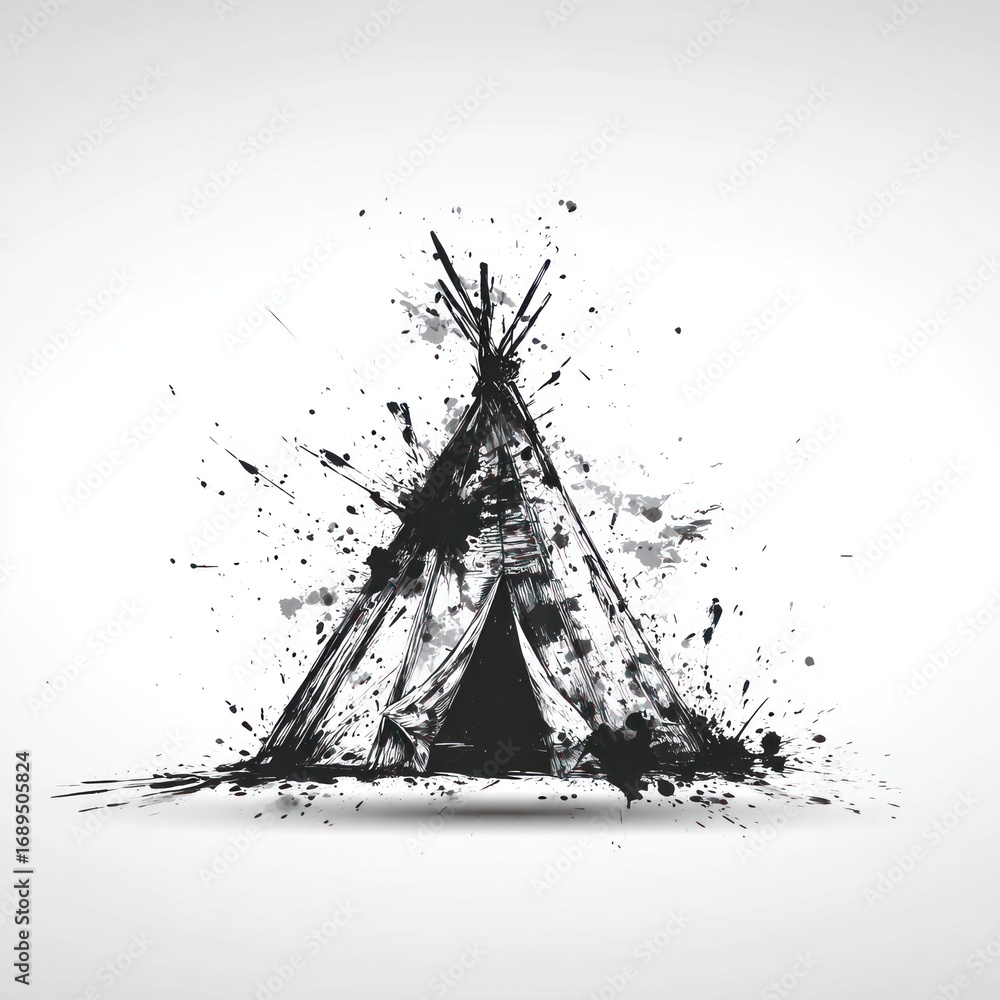 Fototapeta premium Artistic teepee illustration graphic