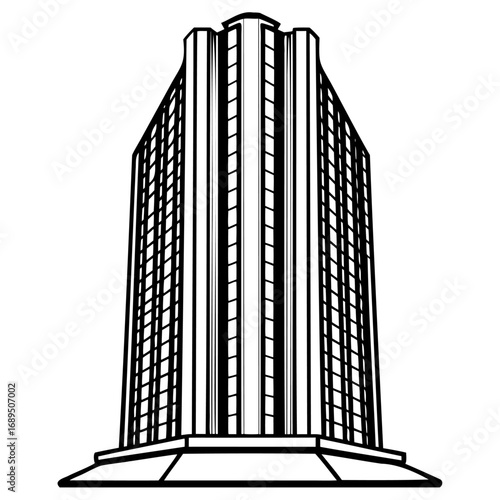 Art deco style skyscraper building illustration