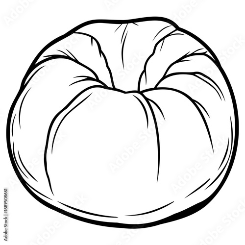 Inflatable bean bag chair, minimalist line drawing style
