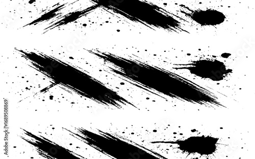 Abstract Grunge Brush Stroke Shape Vector Illustration on Clean White Background – Rough Textured Paint Design Element for Modern Art, Poster, Banner, and Graphic Projects.