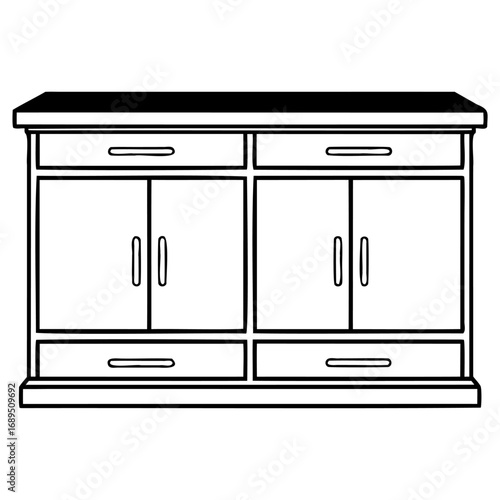 Modern sideboard with two doors and drawers