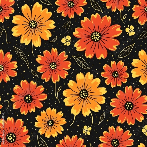 Wallpaper Mural seamless pattern with flowers Torontodigital.ca