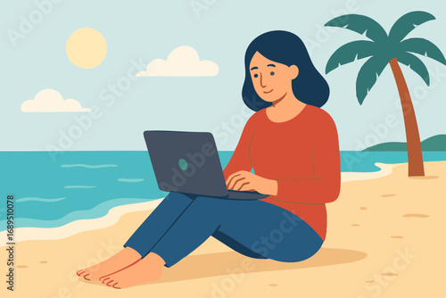 woman working on laptop, woman working on laptop in balcony, work from home