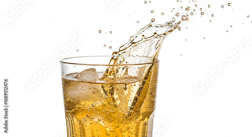 carbonated lemonade with ice splash