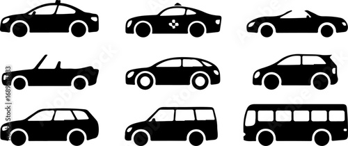 Urban Transport: Silhouettes of Modern Vehicles" Vector BUNDLE