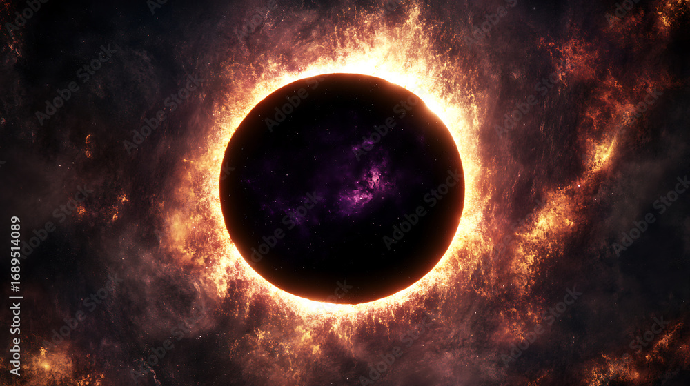 Obraz premium Eclipse of a Fiery Star: Cosmic Phenomenon in Space