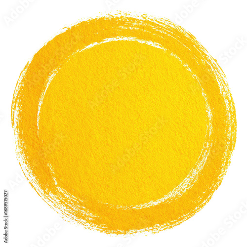 A bright, round, textured yellow circle