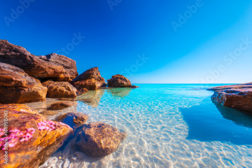 A Rocky Jetty Extending into Calm Coastal Waters