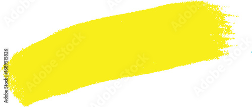 Bright yellow paint stroke on white background, abstract artistic element