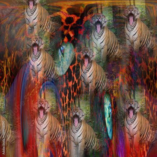 Colorful fashion print leopard designs.Fabric fashion pattern.Wave textile print design,illustration.Fractal colorful pattern.Print pattern illustration.New season fabric print.Textile fashion pattern