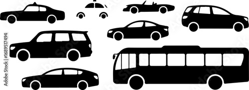 Urban Transport: Silhouettes of Modern Vehicles" Vector BUNDLE
