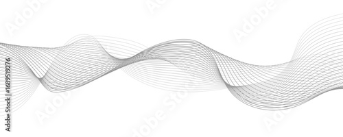 Abstract Gray Wave Lines Vector Illustration on White Background – Elegant Flowing Curve Pattern for Modern Minimalist Design, Technology, Business, Poster, and Graphic Projects.