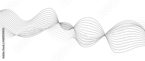 Abstract Gray Wave Lines Vector Illustration on White Background – Elegant Flowing Curve Pattern for Modern Minimalist Design, Technology, Business, Poster, and Graphic Projects.