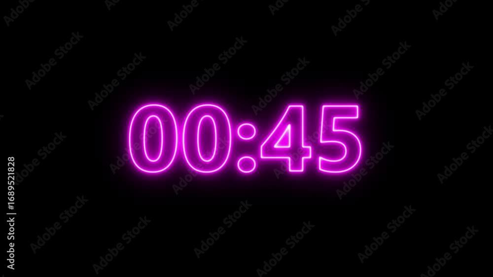 Neon 50 second Digital Timer. Timer countdown animation. 50 second ...