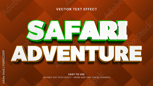 editable text effect safari adventure 3d style premium vector