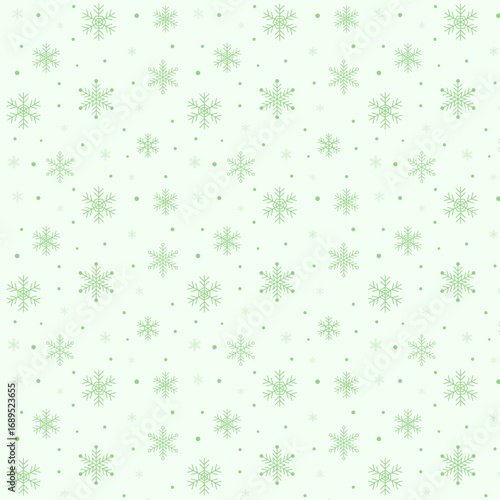 Seamless pattern with green snowflakes isolated on background.Christmas, winter repeat pattern.Vector graphic texture background wallpaper.